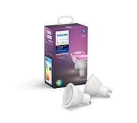 Philips Hue White&Color Ambiance Faretti LED, Bluetooh, Controllo Vocale Dimmerabile, GU10, 6 W, 2 Pezzi