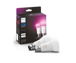 PHILIPS Hue White & Color Ambiance - Lampadina LED connessa 10W - B22 - Compatibile con Bluetooth - Confezione da 2 - Nouvo