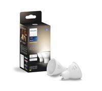 Philips Hue White, Faretto LED Smart GU10, Luce Bianca, 400lm, Compatibile con Bluetooth, controllo vocale con Alexa, Apple Home e Google Assistant, pack da 2