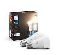 Philips Hue White Lampadina Smart LED, Attacco E27, 9.5W, Luce bianca, Dimmerabile, Controllo con Bluetooth e Hue App, Funziona con Alexa, Google Assistant e Apple HomeKit, Pack da 2