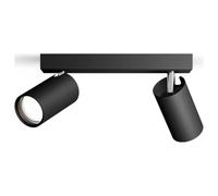 Philips Idris spot a 2 teste, lampada GU10 non inclusa, nero, IP44, resistente a