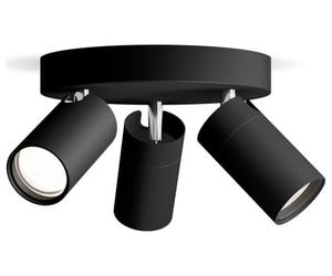 Philips Idris spot a 3 teste su piastra rotonda, lampada GU10 non inclusa, nero, IP44 , resistente all'acqua