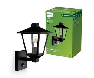 PHILIPS Kinno, Lampada da parete, per Esterni, con Sensore di Movimento, Max 25W, Attacco E27, Nero