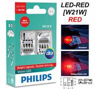 PHILIPS KIT 2 LAMPADE LUCI COPPIA POSIZIONE/STOP LUCE ROSSA 5W 12838REDX2 (W21)