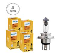 PHILIPS kit lampade H4 alogene Vision 12V 60/55W fino a 3200K, confezione 4 pezzi