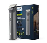 Philips Kit per la toelettatura del viso, testa e corpo 13 in 1, ricaricabile, 13 in 1, per uomo, 120 minuti di autonomia, tecnologia Beard Sense, color argento, MG5930/65