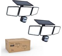 Philips Lampada di sicurezza solare da esterno 302 LED 1200 lm, proiettore murale impermeabile ad energia solare con sensore di movimento PIR, 3 teste, impermeabile IP65, 3 modalità (2)