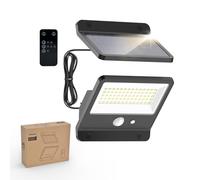 Philips Lampada di sicurezza solare da esterno LED 6500K, proiettore murale impermeabile a energia solare con sensore di movimento PIR, Telecomando con cavo da 5 metri, impermeabile IP65, 3 modalità