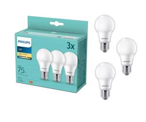 PHILIPS Lampadina a LED 10 W, calda, 2700 K, E27, 75 W, 1055 lm, 3 pezzi per confezione di lampadine a risparmio energetico