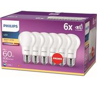 PHILIPS Lampadina LED Goccia, Equivalente a 60 W, Attacco E27, Luce Bianca Calda, non Dimmerabile, Goccia, 6 Unità (Confezione da 1)