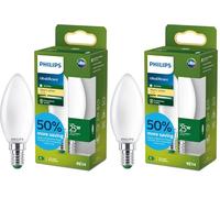 Philips Lampadina LED UltraEfficient Opaca B35 a Candela, Attacco E14 Piccolo Edison 252 lm, Equivalente 25W, Bianco Caldo (2700K), EyeComfort, 50.000 ore, Pacco da 2
