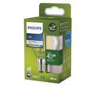 Philips Bombilla LED clásica, UltraEfficient,40W, 485Lm, P45, E14 4000K, cristal transparente