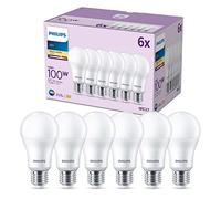Lampada LED normale Philips da 100 W, attacco E27, opaca, bianco caldo (2700 K), confezione da 6