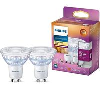 Philips LED Faretto 2 pz, Equivalente a 50W, Attacco GU10, Luce Bianca Calda, Dimmerabile