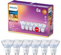 Philips LED Faretto 6 pz, Equivalente a 50W, Attacco GU10, Luce Bianca Calda, Dimmerabile