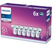 Philips LED, Faretto, 6 pz, equivalente a 50W, attacco GU10, Luce Bianca Fredda