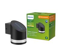 Philips LED Fyve Lampada Solare da Parete per Esterni, Luce Bianca Calda, 1.5W, IP44, Nero