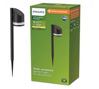 Philips LED Fyve Paletto Solare da Parete per Esterni, Rotonda, Luce Bianca Calda, 1.5W, IP44, Nero