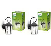 Philips LED Lampada da Parete Buzzard, per Esterni, Attacco E27, Nero (Confezione da 2)
