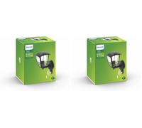 Philips LED Lampada da Parete Creek per Esterno, Lanterna Up con Sensore, Alluminio Nero (Confezione da 2)
