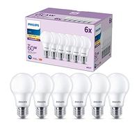Philips LED Lampadina E27 smerigliata, Confezione da 6 | Luce bianca calda, 60 W, 2700 K, Risparmio energetico, Lunga durata 15000 ore