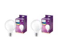 Philips LED Lampadina Globo, 60 W, E27, Luce Bianca Calda, Non Dimmerabile (Confezione da 2)