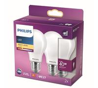 Philips LED Lampadina Goccia, 2 pz, 4.5W, Attacco E27, Luce Bianca Calda