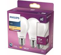 Philips LED Lampadina Goccia, 2 pz, 8.5W, Attacco E27, Luce Bianca Calda, Non Dimmerabile