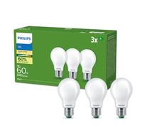 PHILIPS LED Lampadina Goccia Smerigliata Classe A Ultra Efficiente, 3 Pezzi, 60W, E27, Luce Bianca Calda