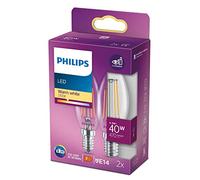 Philips 2x Lampadina LED 40W B35 E14 Luce Bianca Calda 2700K