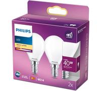 Philips LED goccia E14 4,3W 2.700K opale 2x Philips
