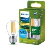 PHILIPS LED Lampadina sfera E27 a filamento Luce bianca calda, 40 W, Ultra efficiente, Risparmio energetico, Durata 50000 ore, EyeComfort, Design classico