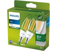Philips LED Lampadina Classe A Ultra Efficiente a Risparmio Energetico, 40W, 2 Pezzi, Luce Naturale, Attacco E14
