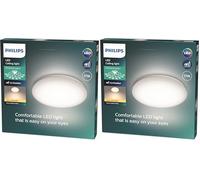 Philips LED Moire, Plafoniera Rotonda, Luce Calda, 17W, Bianco (Confezione da 2)