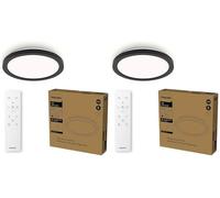 Philips LED Plafoniera con telecomando, Rotonda, 30 cm, luce bianca dimmerabile, senza sfarfallio o abbagliamento, design moderno, Nera (Confezione da 2)