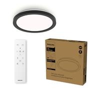 Philips LED Plafoniera con telecomando, Rotonda, 30 cm, luce bianca dimmerabile, senza sfarfallio o abbagliamento, design moderno, Nera