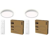 Philips LED Plafoniera con telecomando, Rotonda, 30 cm, luce bianca dimmerabile, senza sfarfallio o abbagliamento, design moderno, Bianca (Confezione da 2)