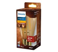 Philips LED Vintage Lampadina Edison a Filamento Gold, 40W, E27, Luce Bianca Calda, Non Dimmerabile