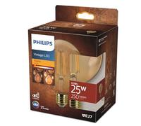 Philips LED Vintage Lampadina Globo a Filamento Gold, 25W, E27, Luce Bianca Calda, Non Dimmerabile