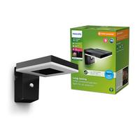 Philips LED Zonal Lampada Solare da Parete per Esterni Ultra Efficiente, Quadrato, Luce Bianca Fredda, 1.3W, 3000K, Sensore di Movimento, IP44, Nero
