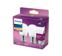 Philips lampadina LED E27 P45 4,3W 2.700K opale 2x Philips