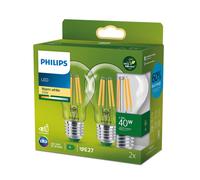 PHILIPS Lighting LED Lampadina a Goccia Classe A Efficent, 2 Pezzi, 40W, E27, Luce Bianca Calda