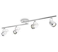Philips Lighting Balsa Barra, Spot 4 Luci, Metallo Bianco e Dettaglio Cromo, Lampadina Inclusa