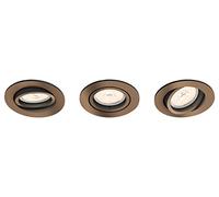 Philips Lighting Donegal Faretti da Incasso, 3 Pezzi, Attacco GU10, Rotonda, Rame