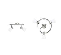 Philips Lighting Matt Chrome Spot Light Burlap Lampada Faretti 2 Luci Orientabili, Nickel, 2 x 40 W + Spirale 3 Luci Orientabili, Bianco, 3 x 40 W