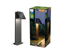 Philips Lighting Palo da terra solare, Nero | Luce bianca calda 2.700 K, Doppia luminosità, Funzion. crepuscolare, 400 lm, 3,6 W, Per esterni (IP44), 128 x 142 x 463 mm