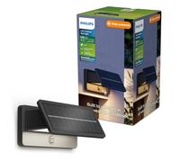 Philips Lighting Tavenlor Applique solare, Nero | Luce bianca calda 2700 K, Doppia luminosità, Funzion. crepuscolare, 400 lm, 3,6 W, Per esterni (IP44), Nero, 171 x 97 x 90 mm