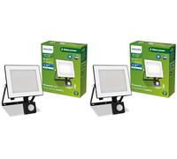 Philips Lois, Proiettore per Esterni, con Sensore di Movimento, 30 W, 3000 K, Nero (Confezione da 2)