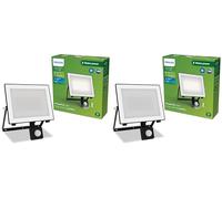 Philips Lois, Proiettore per Esterni, con Sensore di Movimento, 50 W, 5000 K,Nero (Confezione da 2)