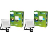 Philips Lois, Proiettore UltraEfficient per Esternoi, con Sensore di Movimento, 14 W, 3000 K, Antracite (Confezione da 2)